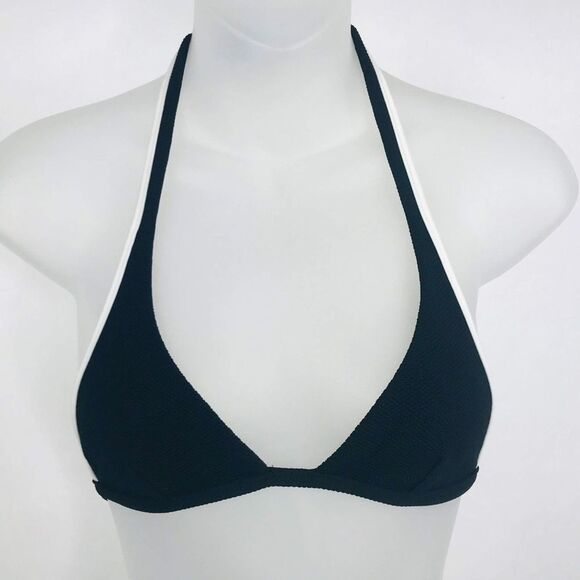 Agua Doce Bikini Brazilian 2-pc Women M Black White Tie Front Buttons - Picture 2 of 8